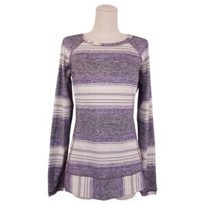 Lululemon Race Your Pace Long Sleeve Osaka Stripe Heathered Black Grape Sz 10